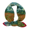 Vintage Van Gogh oil painting print small square scarf silk band for women hair and neck decoration. - Poppy Field