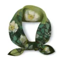 Classic Van Gogh oil painting style small square silk scarf, retro art neckerchief detail. - Wild Rose