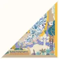 Luxury silk triangle scarf featuring intricate animal and botanical print art design. - New Era Voice Style / Yellow