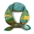 Classic Van Gogh oil painting small square scarf retro artistic hair band silk scarf detail. - Wheatfield Under Thunderclouds