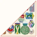 Women fashion silk triangular scarf elegant animal lantern print summer shawl wrap accessory - Paper Lantern / Beige