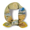 Classic Van Gogh oil painting small square silk scarf women retro art hair band neck scarf - Wheatfield With Rising Sun