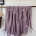 Women spring summer solid purple lace trim scarf shawl elegant casual versatile daily wear - Purple