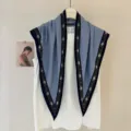 Retro blauer Pünktchen Schal Vintages Tuch elegante Damen Mode Accessoire vielseitige Kleidung - 130x60cm / Blau