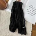 Koreanischer Stil knitterfarbiger dünner langer Chiffon Schal für Damen Frühling Sommer Mode. - Schwarz