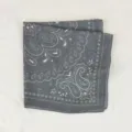 Detailed close-up view of the grey paisley print soft cotton square scarf fabric texture. - Cement Gray