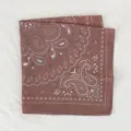 Brown paisley print small square scarf, soft breathable fabric, chic vintage neckerchief. - Brick Red