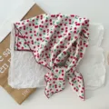 Charming cherry print square scarf, lightweight and stylish neckerchief for chic daily wear. - 55*55cm / LM55 - Small Cherry