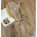 Vintage floral triangular scarf, double-sided spring summer thin headscarf, literary neckerchief. - WR Sparse Leaves Ginger