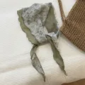 Retro floral triangle scarf for women, spring summer thin headscarf and versatile neckerchief. - WR Sparse Leaves Sage Green