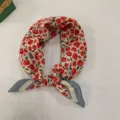 Retro floral print linen cotton small square scarf, stylish multi-functional neckerchief. - YB58-Vibrant Red Mallow