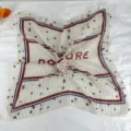 Retro floral print square silk scarf for women, lightweight spring sun protection neckerchief. - LM58-Red Stripes