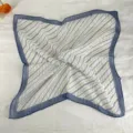 Elegant vintage floral print square silk scarf, stylish neckerchief for women daily wear. - 58-Linked Hearts Blue