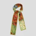 Van Gogh oil painting art narrow silk scarf for women stylish bag ribbon hair band streamer - PDPJ - Red Poppies and Daisies