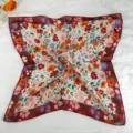 Retro floral print small square scarf silk neckerchief vintage hair band for women spring - LM58-Beautiful Red Flowers