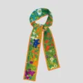 Van Gogh oil painting art narrow silk scarf, floral print bag ribbon and hair band accessory. - PDPJ - Jerusalem Artichoke