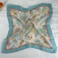 Vintage floral square scarf for women, elegant retro neckerchief and stylish hair band accessory. - LM58 - Daisy and Orchid