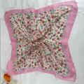 Vintage floral print small square scarf for women versatile neckerchief hair band style - LM58 - Flower Garden Pink