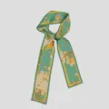 Artistic printed long silk scarf with elegant floral bird design and narrow skinny shape. - PDPJ - Five-Color Parrot