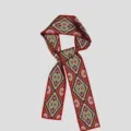 Elegant narrow silk scarf retro geometric pattern stylish bag ribbon hair accessory - PDPJ - Wine Red Diamond Paisley