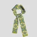 Elegant green floral print twilly silk scarf for women, perfect handbag ribbon and hair band. - PDPJ-Blue Yellow Paisley