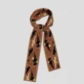 Silk Twilly Scarf for Women Brown Baroque Pattern Bag Ribbon Hair Band Accessory - PDPJ-Brown Vines