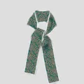 Green wavy pattern slim silk scarf for women, elegant bag ribbon and stylish hair band accessory. - PDPJ-Irregular Ripples