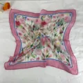 Vintage floral square scarf for women, lightweight spring neckerchief and stylish hairband. - LM58-Pink Bubble Tulips
