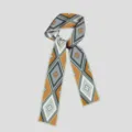 Luxury style narrow twilly silk scarf with geometric diamond and flower print for handbag decoration. - PDPJ-Diamond Lattice