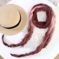 Detail view of the stylish gradient tie-dye decorative scarf, soft crinkled texture. - Tie-Dye Gradient [Wine Red]