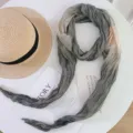 Gradient tie-dye crinkled scarf detail view, stylish lightweight neckerchief accessory. - Tie-Dye Gradient [Elegant Gray]