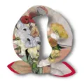 Detail view of vintage Van Gogh floral oil painting print silk square scarf style. - Rose and Anemone