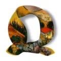 Classic Van Gogh oil painting small square silk scarf retro art hair band neckerchief - Landscape with House