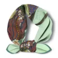 Close-up view of vintage Van Gogh art print silk scarf fabric texture and artistic detail. - La Mousmé