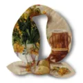 Classic Van Gogh oil painting print small silk scarf, artistic retro hair band and neck accessory. - Vase and Fruit