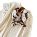 Korean style brown white striped cotton small square scarf, versatile spring summer neckerchief. - 68x68cm / Abstract Art - Coffee