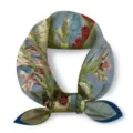 Van Gogh art print silk scarf detail, elegant floral pattern neckerchief close-up view - Phoenix Flower
