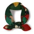 Detail view of artistic Van Gogh oil painting print small square silk scarf retro style. - La Berceuse