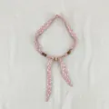 Retro floral scarf necklace with wooden beads, chic literary style accessory for women. - Broken Floral Turmeric