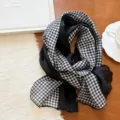 Retro black and white checkered lightweight scarf, stylish versatile patchwork shawl. - WR Patchwork Plaid Black