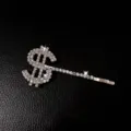 Silberner Strass Dollar Zeichen Haarklammer Kristall Glitzer Haarspange Haarschmuck - $ Dollarzeichen Stil (Einzeln)