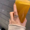 Anillo abierto de moda con diseño de letra C con circonitas, joya elegante de mujer. - Anillo de Letras / Plateado