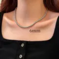 Collar de cuentas pequeñas metálicas grises de 6 mm joyería de cadena minimalista moda - Cadena de Cola de Aleación Dorada / 6mm / Gris