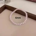 Pulsera de perlas rosas 6mm pulsera elastica de cuentas joyeria de moda accesorio elegante - 6mm / Rosa