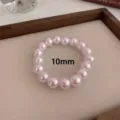 Chic pulsera de perlas rosas 10mm cadena de muñeca elástica joyas elegantes para mujeres. - 10mm / Rosa
