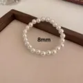 pulsera de perlas blancas 8mm pulsera de cuentas elástica estilo elegante francés - 8mm / Blanco