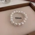 Pulsera elástica de perlas blancas 10mm joyería de moda minimalista elegante - 10mm / Blanco