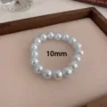 Elegante pulsera elástica de perlas blancas de 10mm, joyería de perlas de estilo francés. - 10mm / Gris