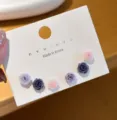 Chic pendientes de botón con flor de rosa para mujer, bonito diseño floral, joyería fina. - Sets de tres pares de rosas