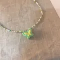 Candy color beaded butterfly necklace short chain sweet style sweet girl accessory green - Green Butterfly